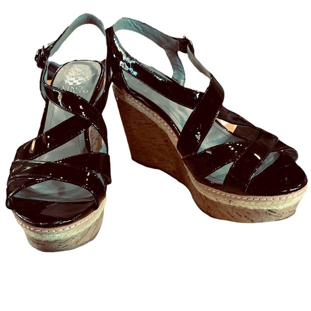 Vince camuto Rina patent leather shoe sandal‎  wedges size 7.5 by measurements - Picture 11 of 13